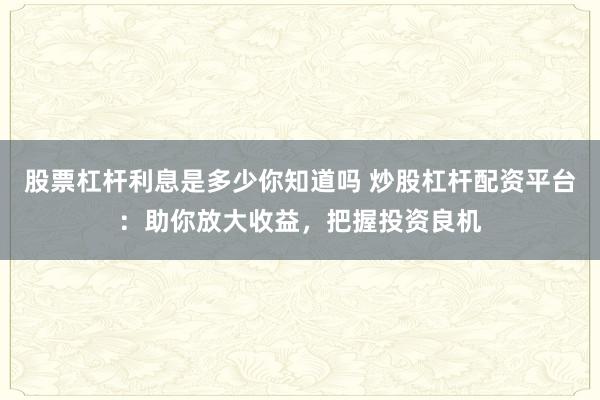 股票杠杆利息是多少你知道吗 炒股杠杆配资平台：助你放大收益，把握投资良机